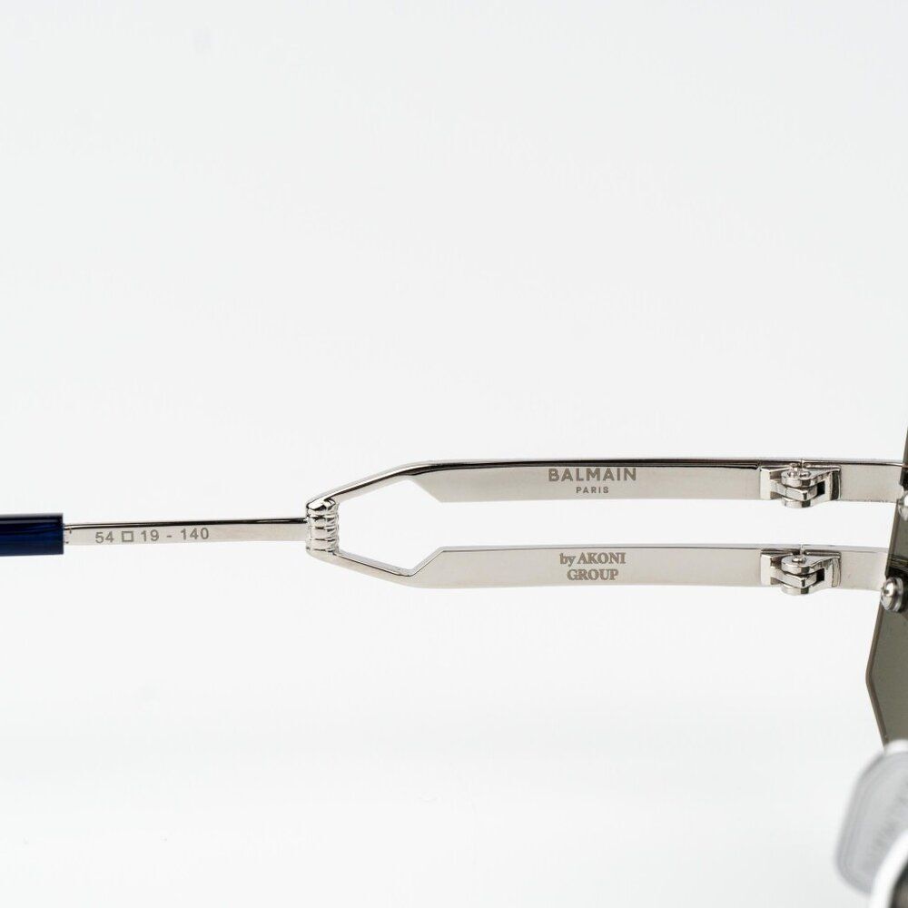 Balmain Women Sunglasses Titanium Silver Blue Mirror Geometric FIXE BPS-123E-54 - Picture 12 of 13